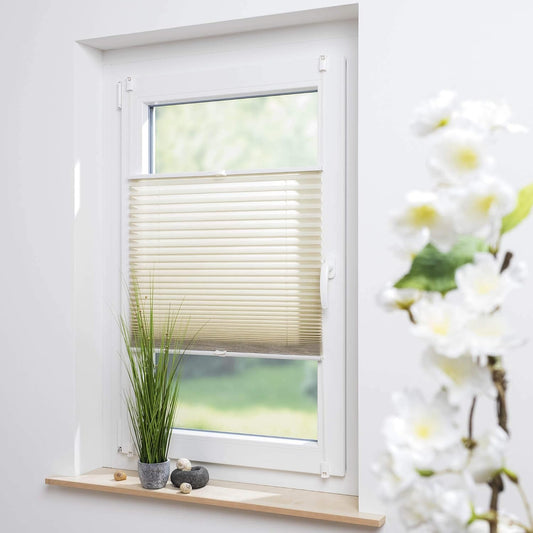 Klemmfix Plissee Beige – Eleganz ohne Bohren™