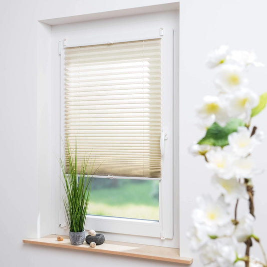 Klemmfix Plissee Beige – Eleganz ohne Bohren™