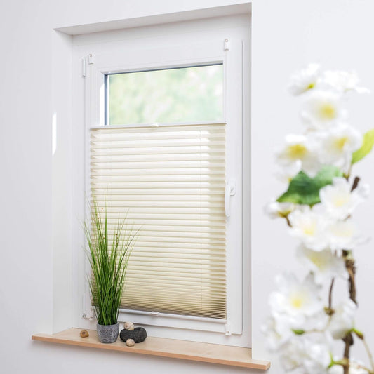 Klemmfix Plissee Beige – Eleganz ohne Bohren™