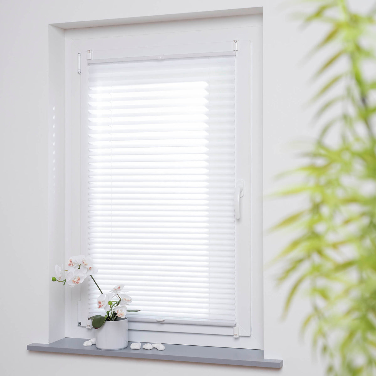 Klemmfix Plissee Uni Weiß