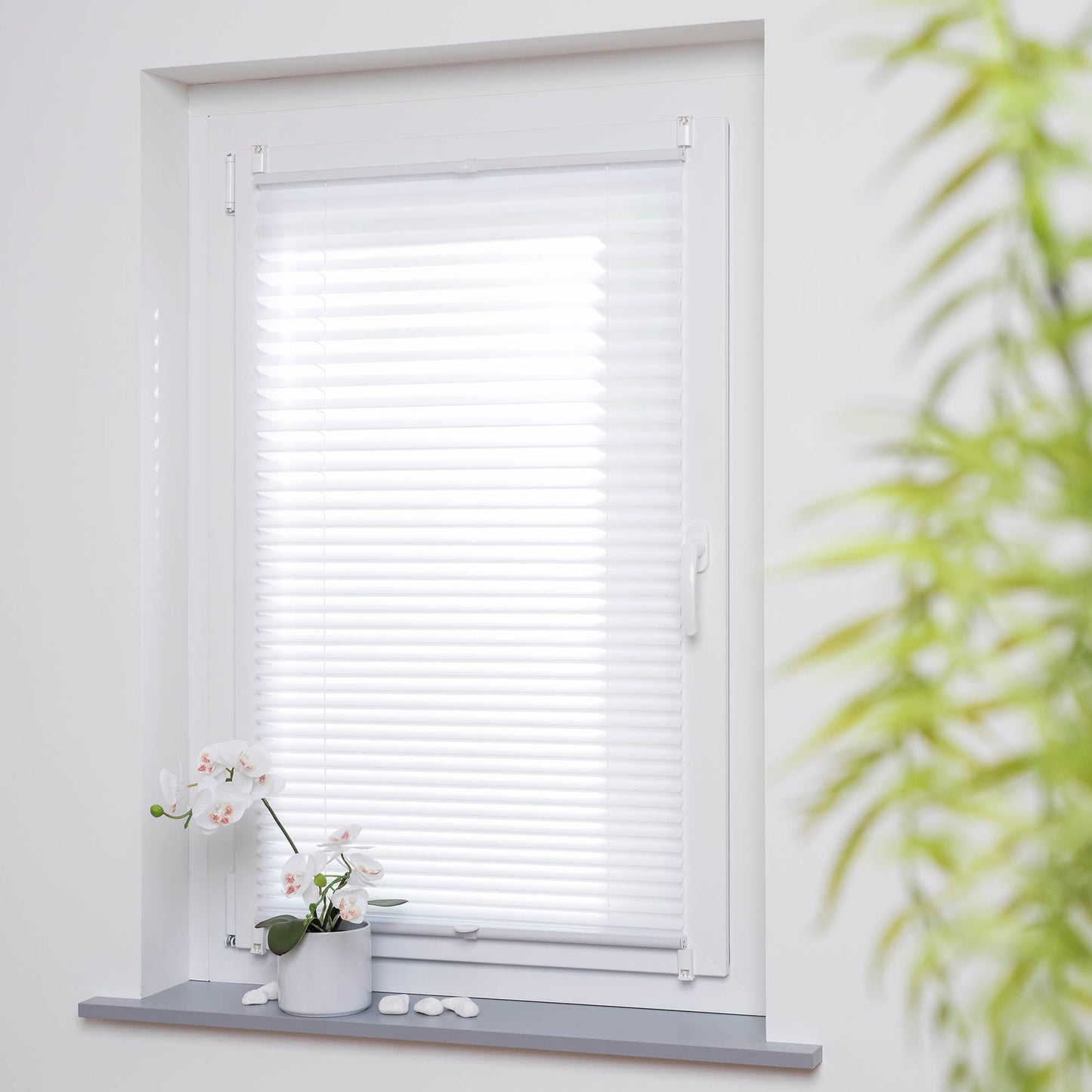 Klemmfix Plissee Uni Weiß